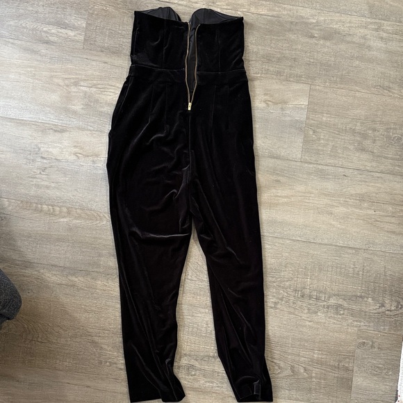 Express Black Velvet Strapless Jumpsuit - Picture 2 of 6